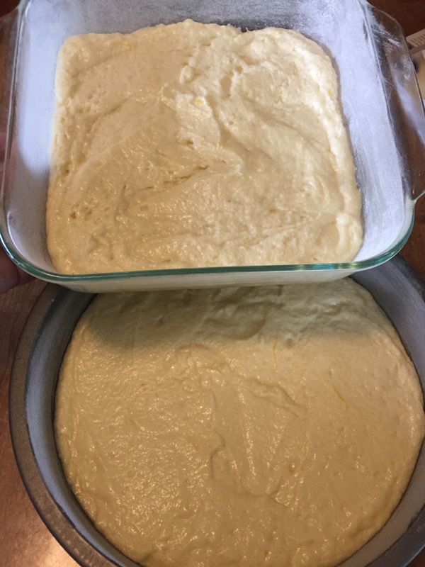 Bev Shaffer - Funky Lemon Cake - Batter in Pans