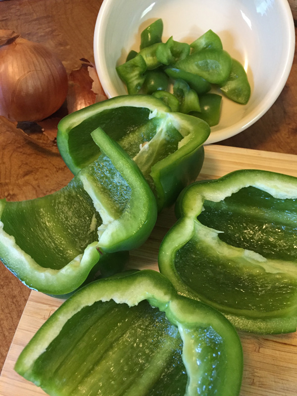 Bev Shaffer - Grandma Louie's Stuffed Peppers - Chopping Peppers