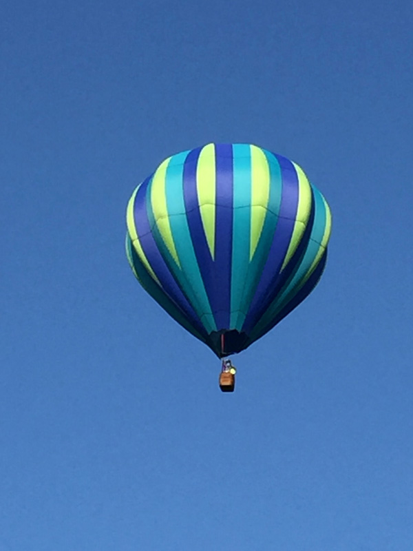 Bev Shaffer - When It's Been A Stressful Week - Green, Yellow and Blue Striped Hot Air Balloon