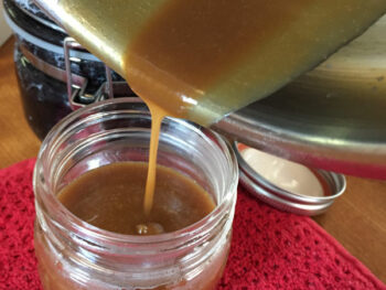 Bev Shaffer - Homemade Butterscotch Sauce - Pouring into Jars